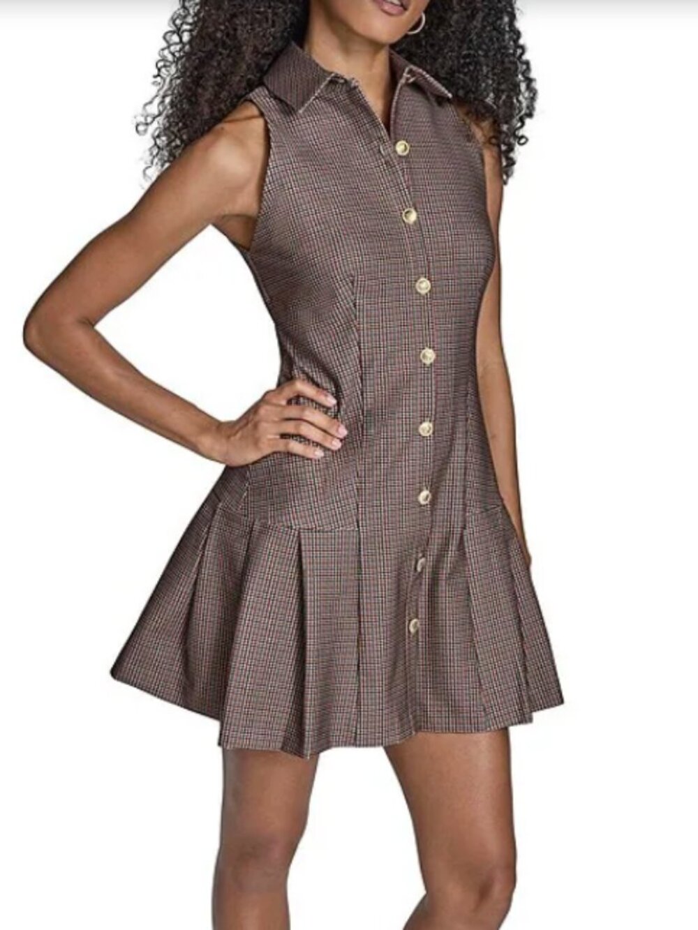 NWT BCBG Plaid Button Front Pleated Mini Dress Sz 12